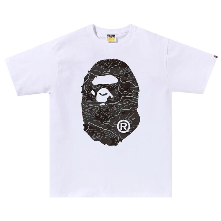 

Футболка BAPE Layered Line Camo Big Ape Head 'White/Black', белый