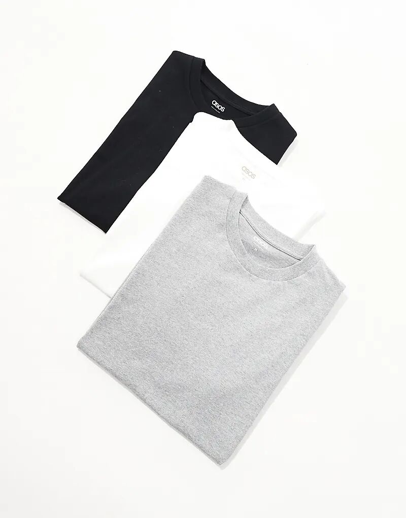 

Упаковка из 3 футболок с круглым вырезом разных цветов ASOS DESIGN