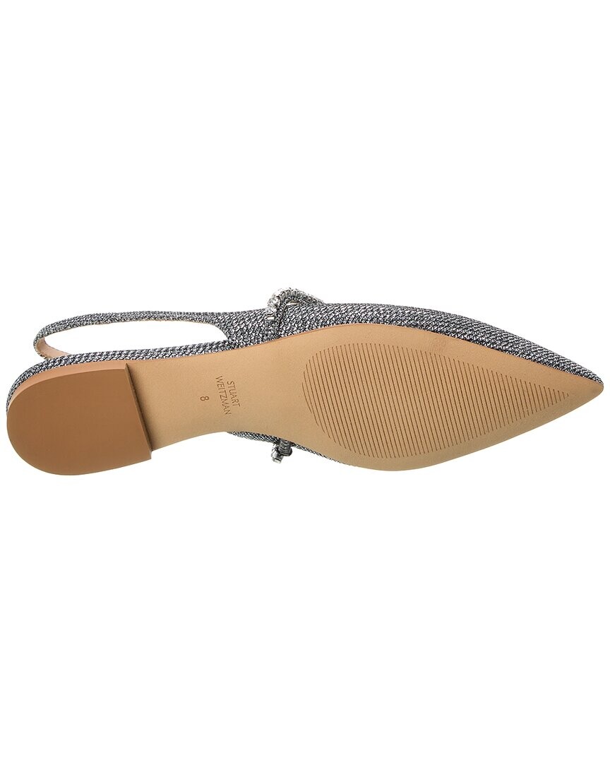 Плоские туфли Stuart Weitzman с открытой пяткой из кристаллической сетки, серебро