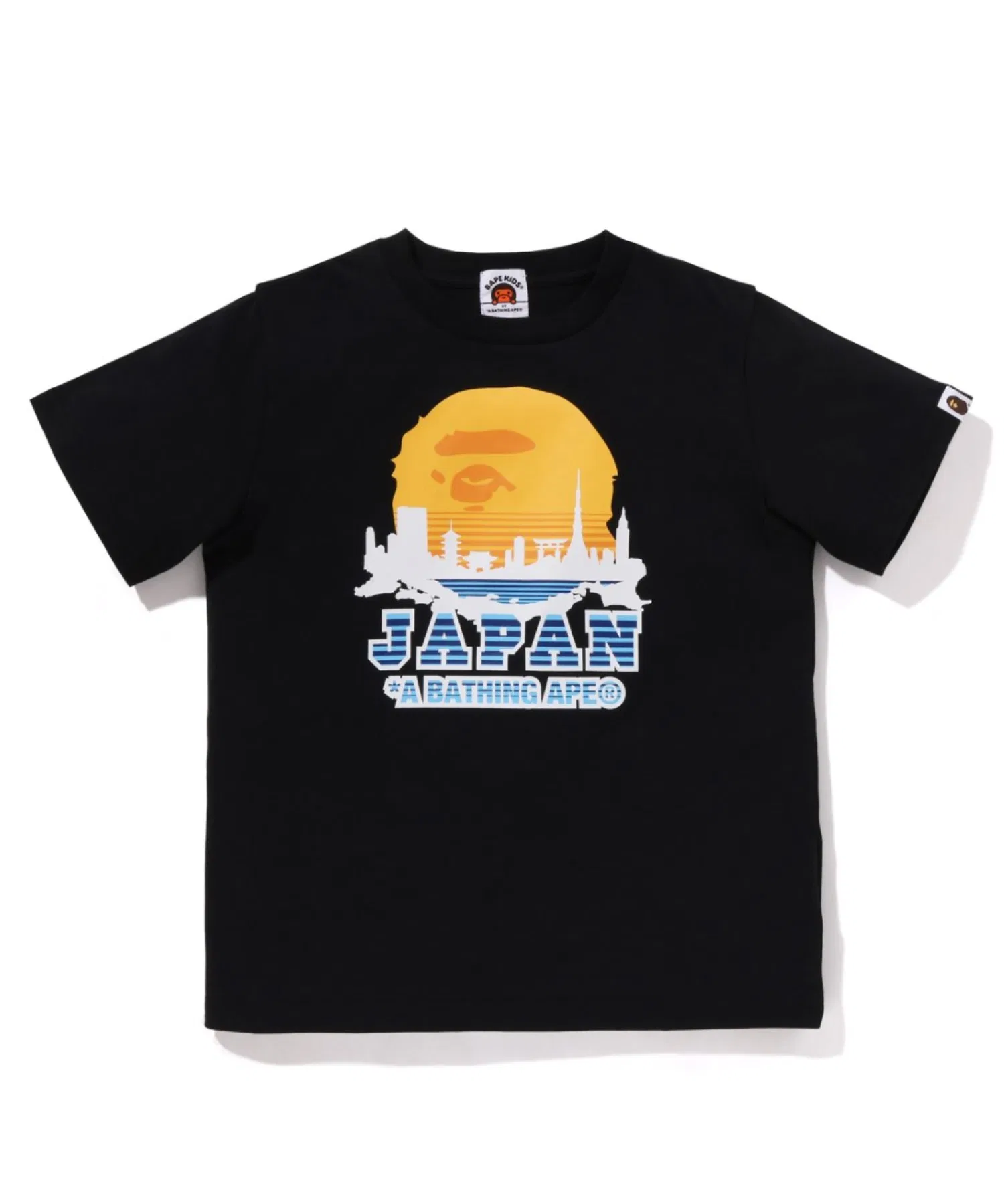 Детская футболка A BATHING APE с принтом силуэта Японии чёрная