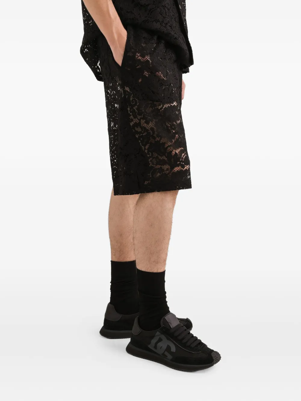 Кружевные шорты с кулиской DOLCE & GABBANA, черный — фото 4