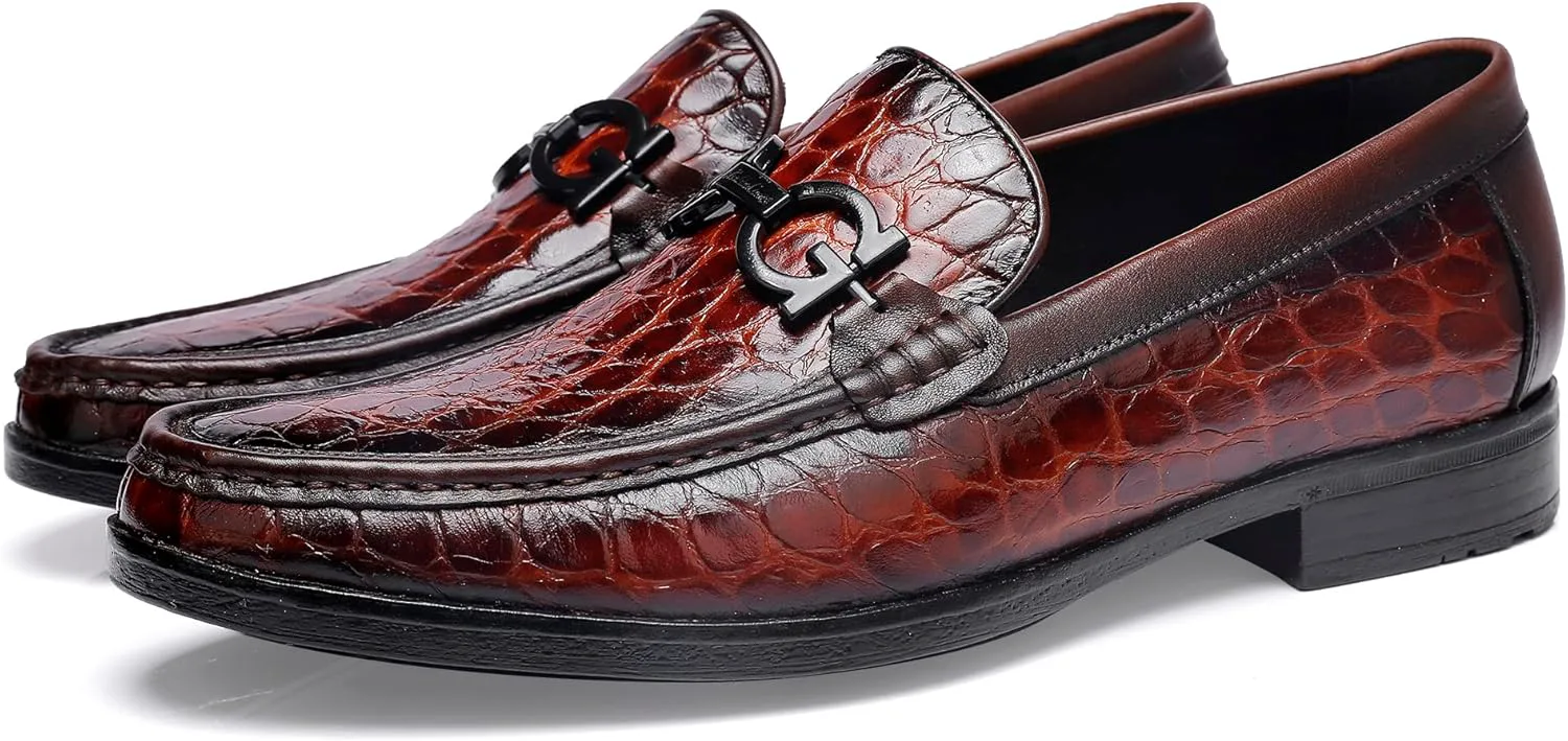 

Классические деловые туфли-лоферы премиум-класса для мужчин, с принтом под крокодиловую кожу GOLDEN COXES FAMILY, коричневый