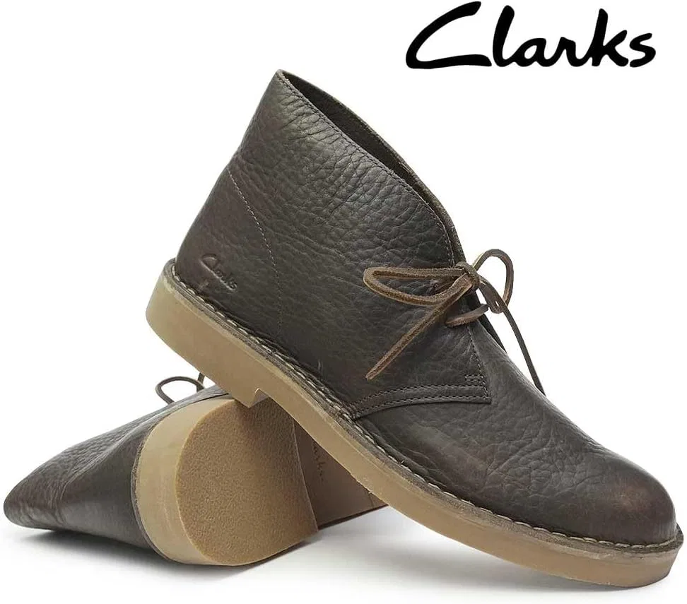 Классические мужские кожаные ботинки Clarks Desert BT Evo темно-бежевого цвета — фото 4