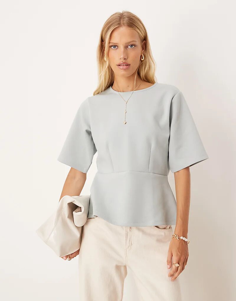 

Свободный топ-топ с баской ASOS DESIGN, серый