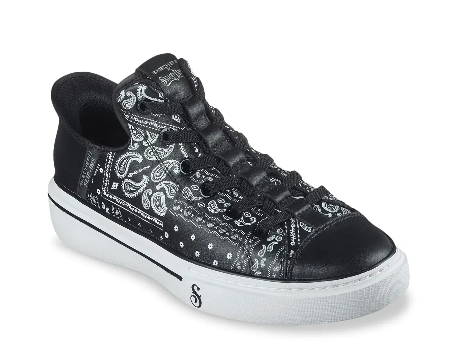 

Snoop Dogg Премиальные Кожаные Слипоны Snoop One Double G Кроссовки Skechers, Black Paisley Print