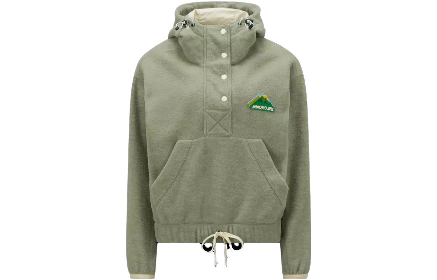 

Толстовка с капюшоном из флиса с завязками на завязках Moncler, Sage Green