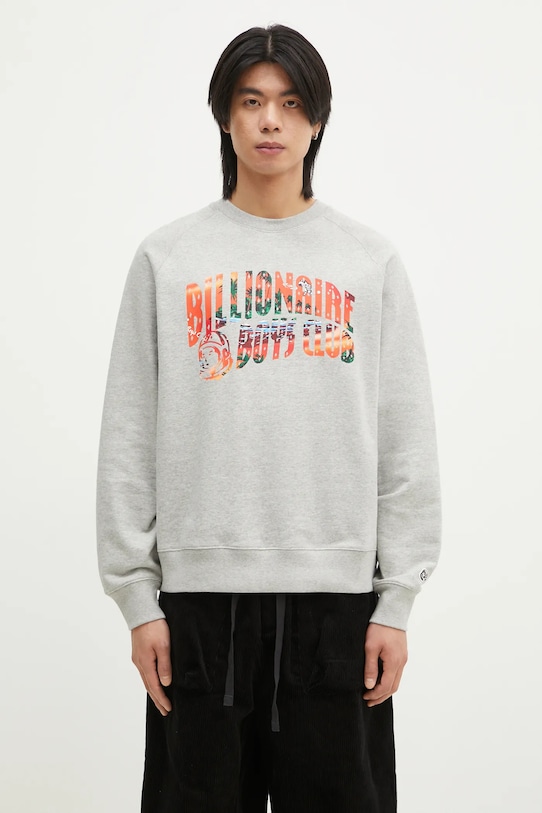 

Хлопковая толстовка Tropical Island с вышитым логотипом Fill Arch и круглым вырезом Billionaire Boys Club, серый