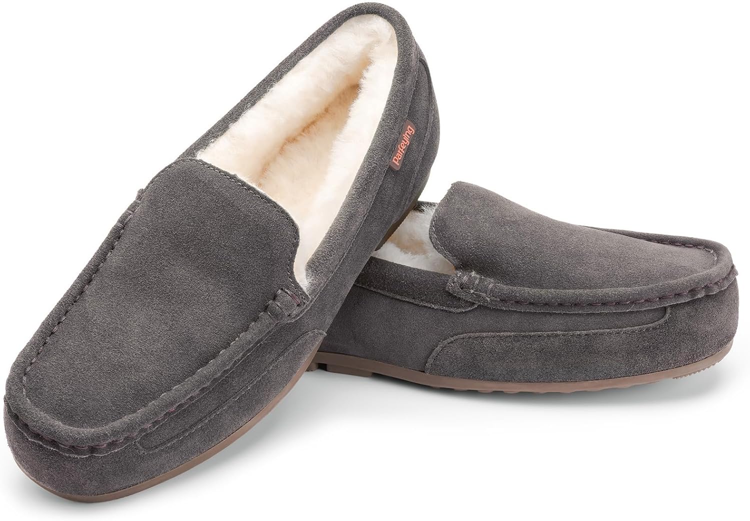 

Мужские тапочки Parfeying для дома и улицы из овчины с эффектом памяти, стиль обуви для вождения, Charcoal