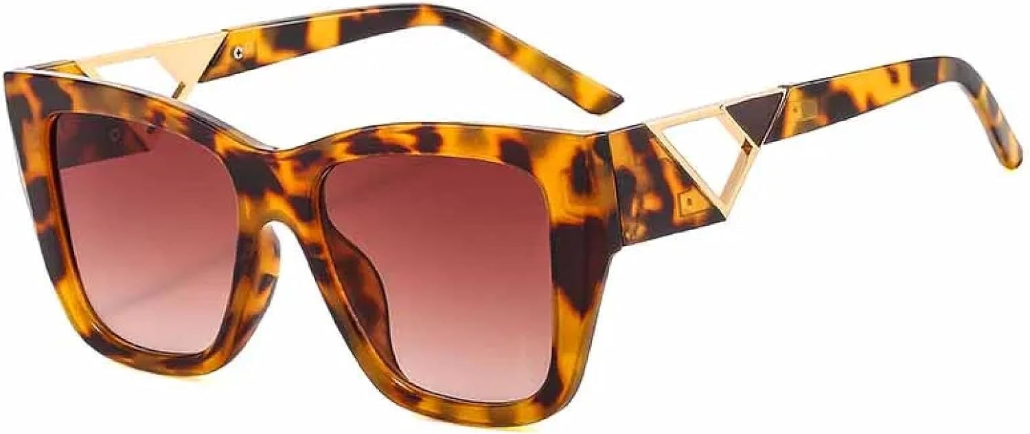 

Винтажные роскошные солнцезащитные очки для женщин, модные, стильные, для путешествий, отдыха на природе, уличные, с застежкой-молнией UV400 generic, Leopard Gradient Tea