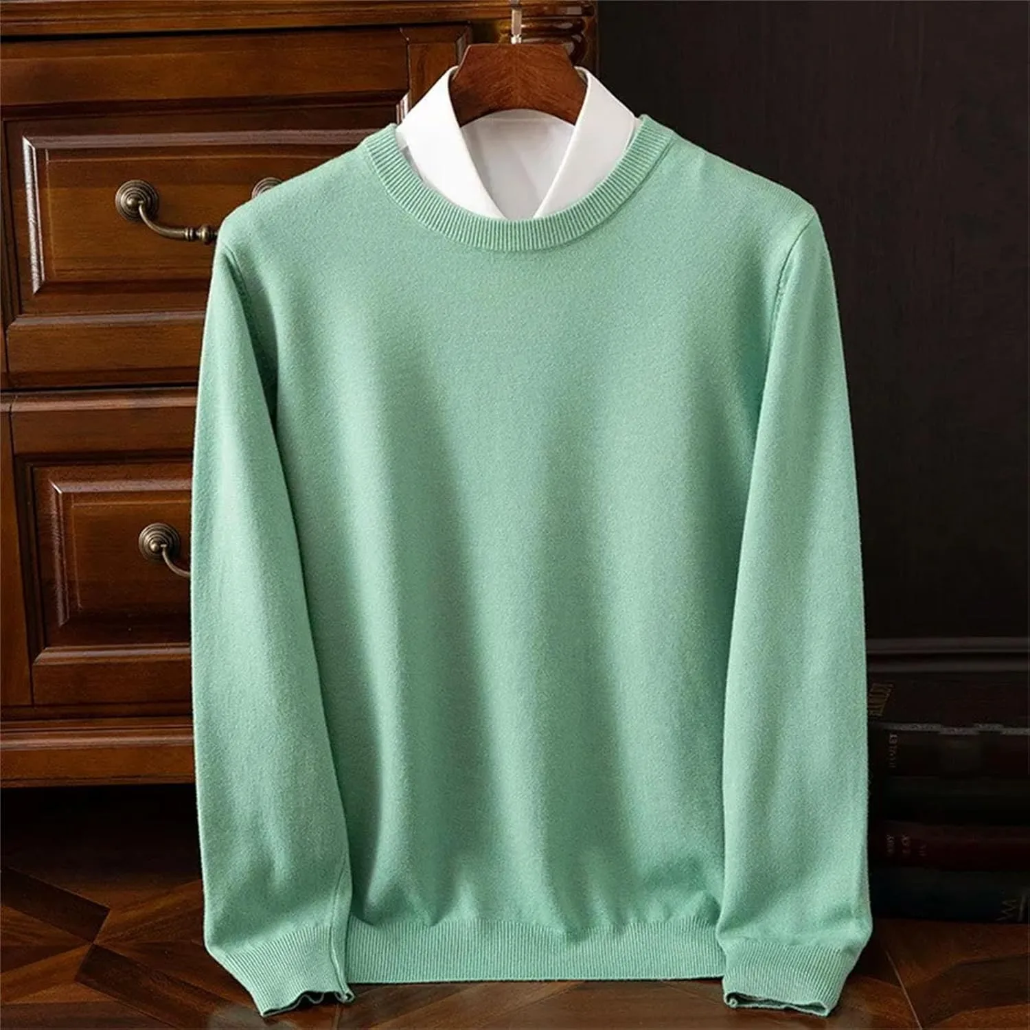 Мужской свитер 100% cashmere O-neck pullover large size — фото 3