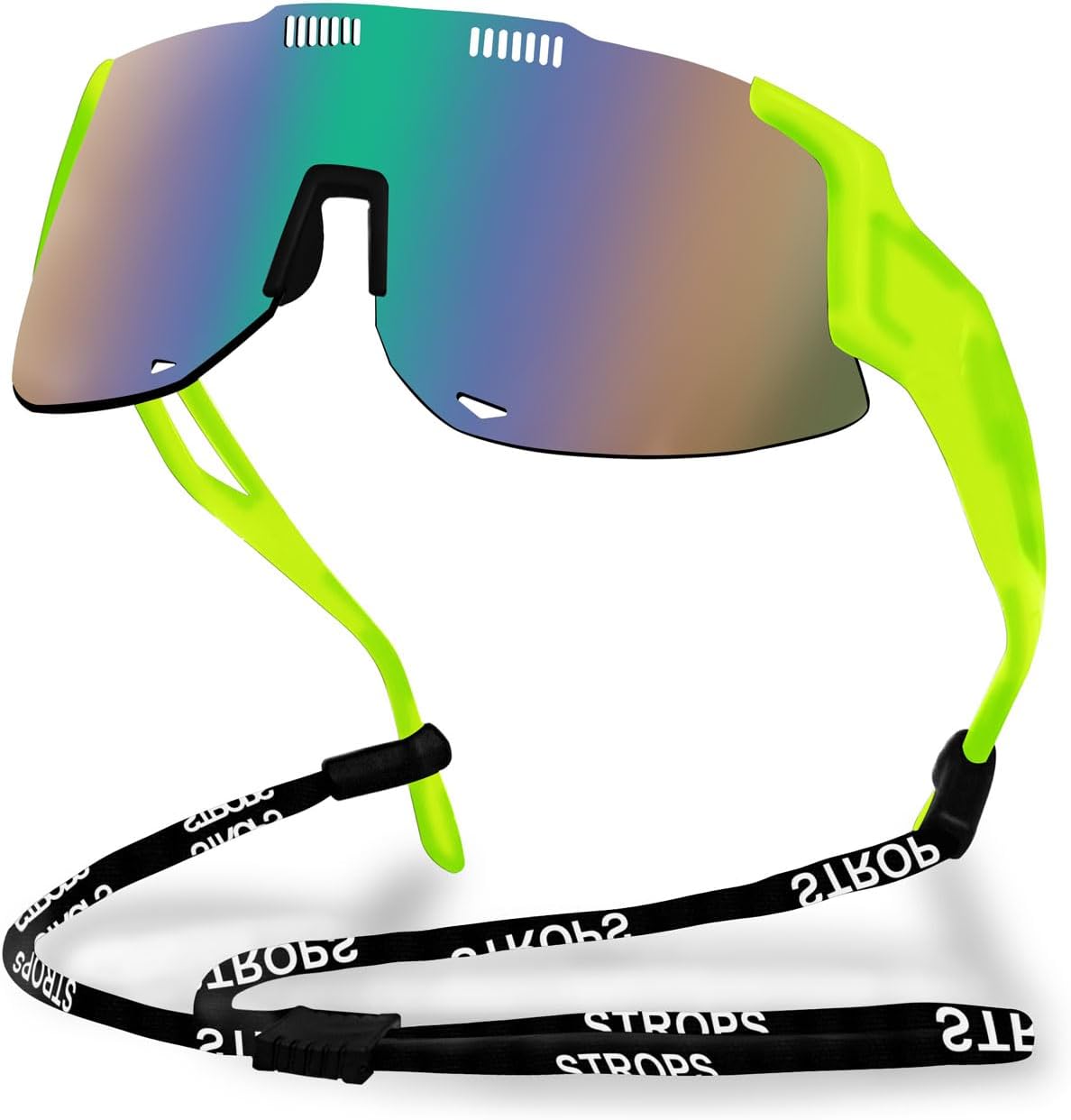 

Спортивные солнцезащитные очки для бега для женщин и мужчин, профессиональные очки для велоспорта для мужчин, солнцезащитные очки с обтекаемой формой и защитой от УФ-излучения UV400 TURVSTPC, Yellow Frame and Green Gradient Lenses