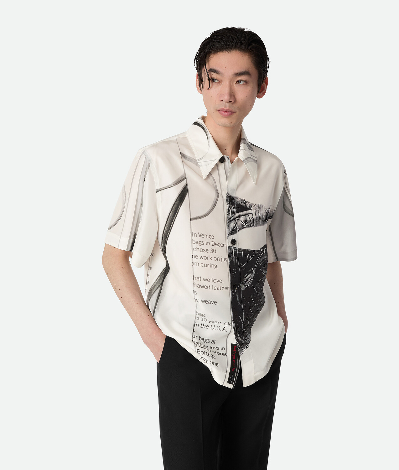 

Silk printed shirt BOTTEGA VENETA, черный/мел