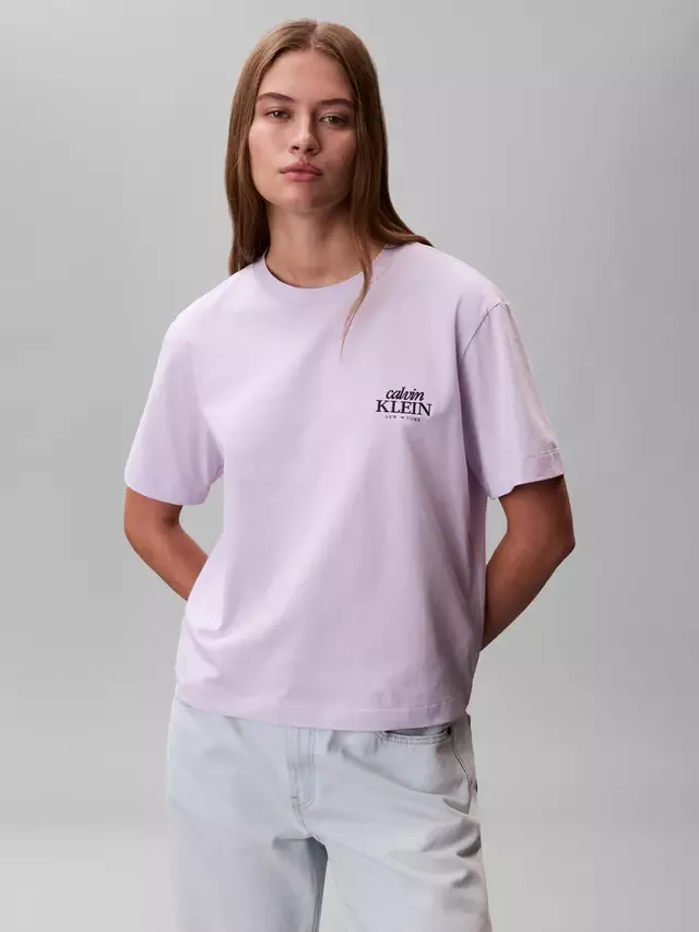 Футболка свободного кроя с графическим логотипом Calvin Klein, Island Lilac — фото 2