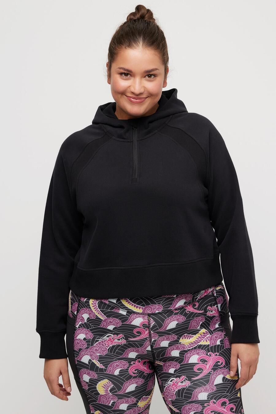 

ULLA POPKEN Женская толстовка с капюшоном, укороченная, с длинными рукавами