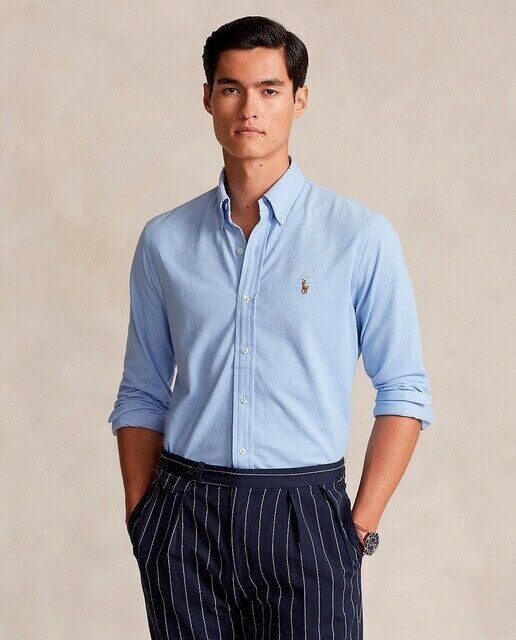 

Мужская оксфордская рубашка из пике стандартного кроя Polo Ralph Lauren, синий