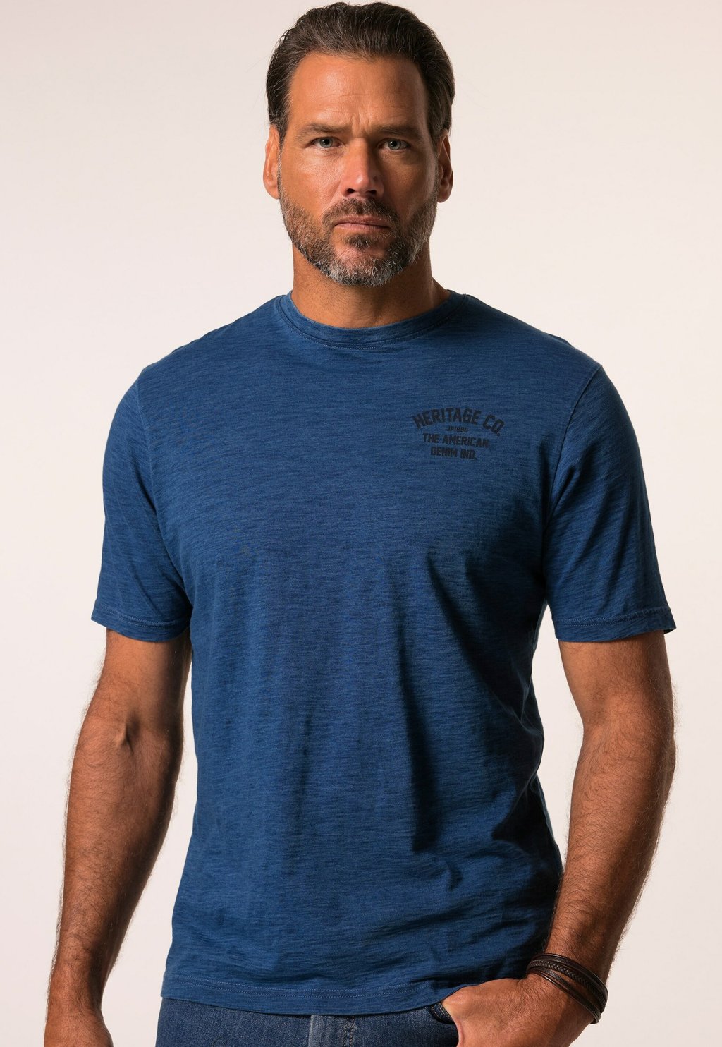 

Базовая футболка SHORT SLEEVE CHEST VINTAGE LOOK JP1880, синий деним