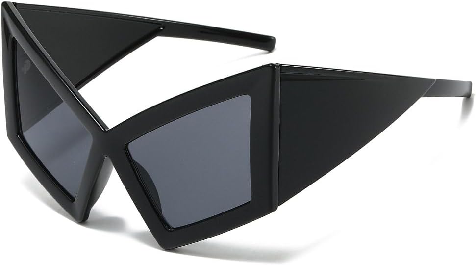 

Модные солнцезащитные очки «кошачий глаз» большого размера для женщин, красные, с защитой от УФ-излучения UV400, ретро-градиентный дизайн, для мужчин с широкими дужками HYYZZC, Black