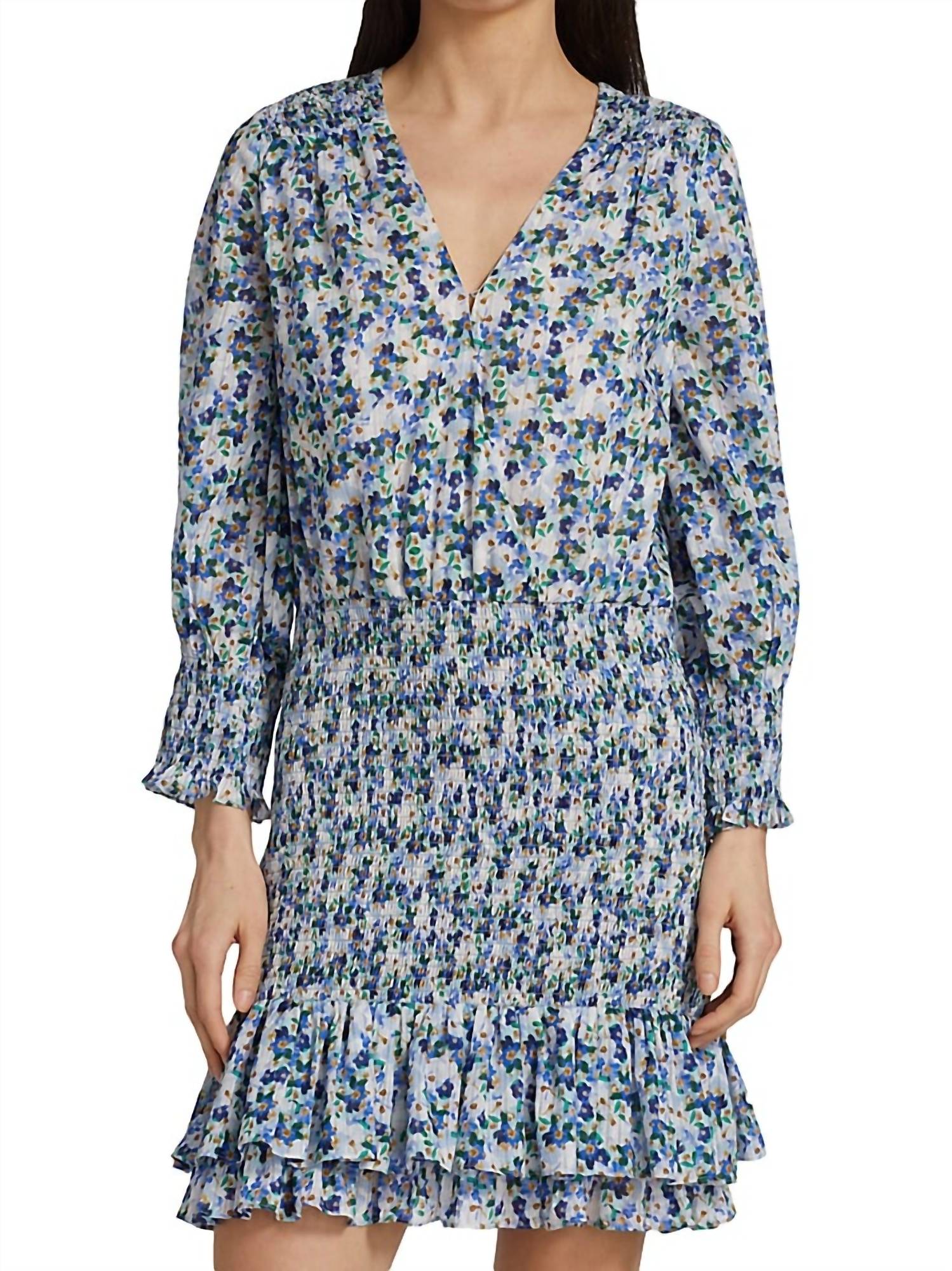 

Платье Darrah Smocked в цвете Cobalt Multi Veronica Beard