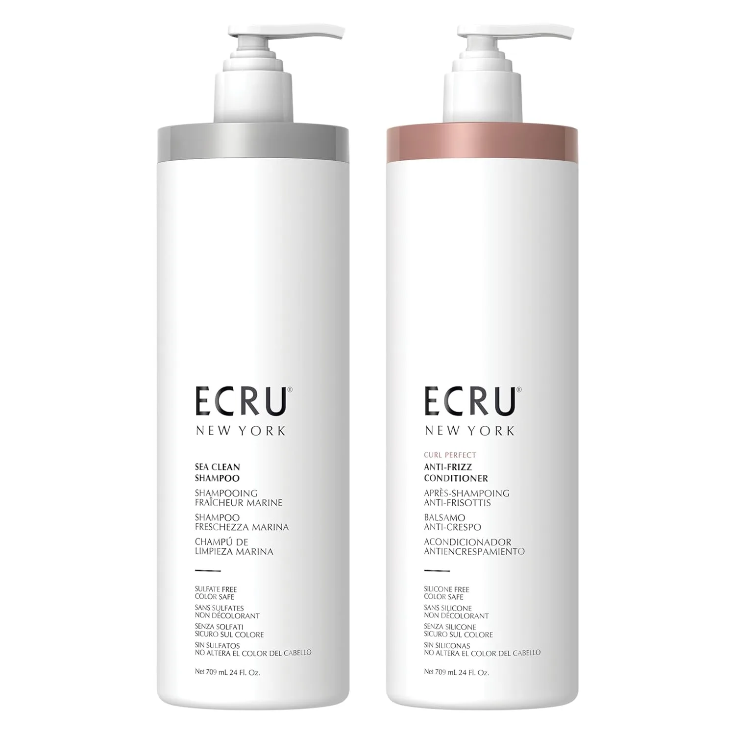 Набор шампуня и кондиционера ECRU NEW YORK (по 700 мл каждый) - шампунь Sea Clean + кондиционер против пушистости волос.