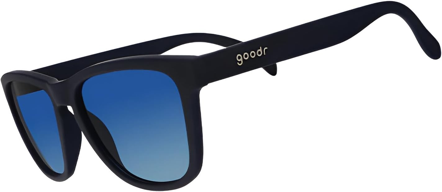 

Солнцезащитные очки goodr Drinks Seawater, Sees Future, поляризованные, средний размер (OG), темно-синяя оправа с синими градиентными линзами, тонировка от темного к светлому, защита UV400, не скользят, не подпрыгивают, Navy Blue