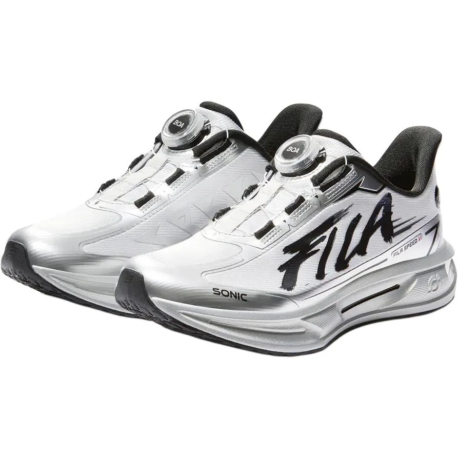 FILA KIDS Кроссовки SONIC SPEED 6 для детей, противоскользящие, износостойкие, низкие, серебристо-черные — фото 4