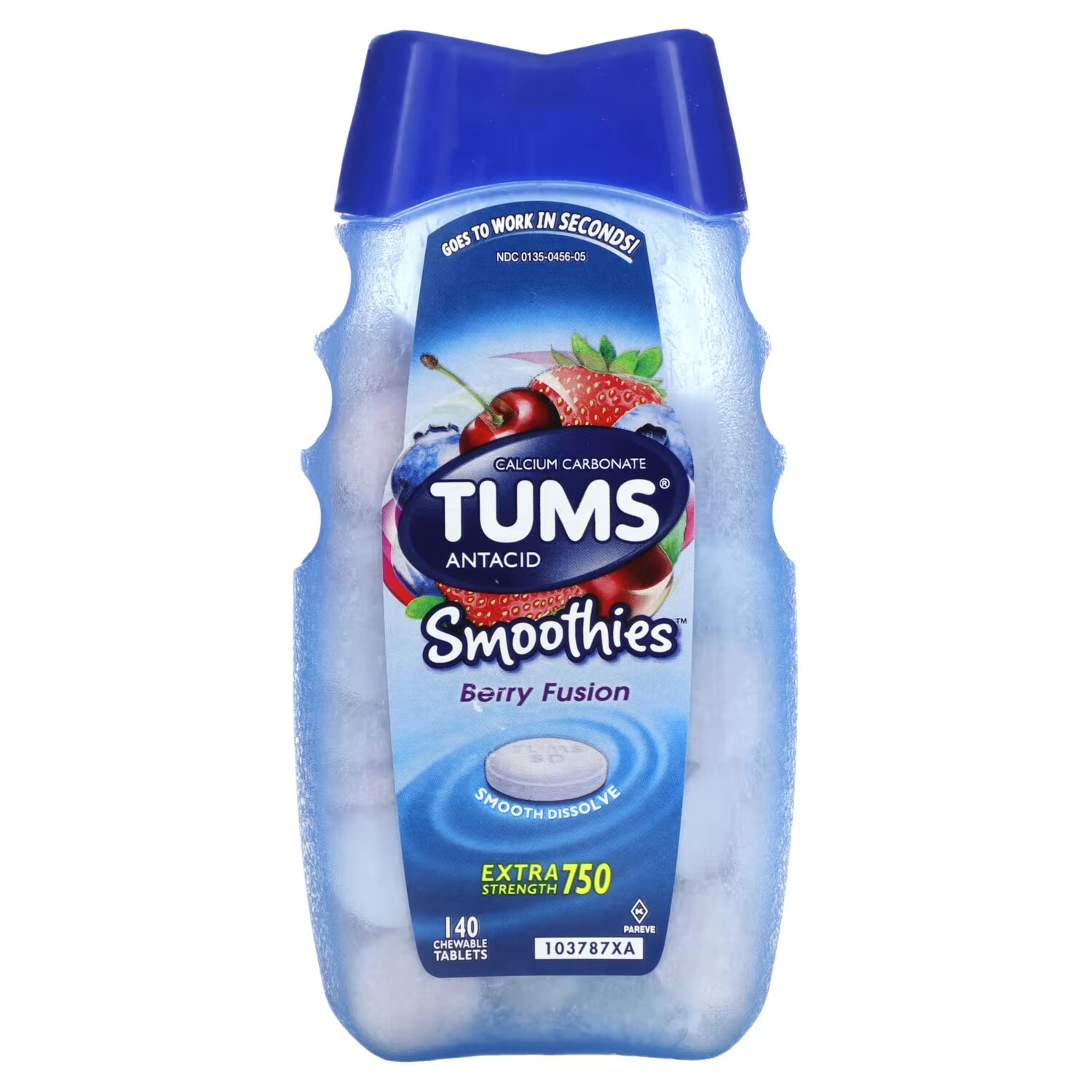 

Антацидные коктейли Tums Extra Strength Berry Fusion, 140 жевательных таблеток