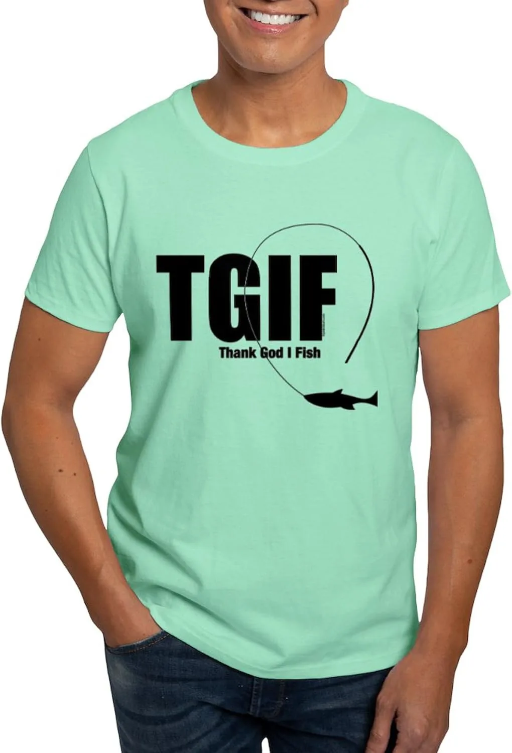

Футболка мужская TGIF Fishing Dark, 100% Cotton, Classic Graphic White CafePress