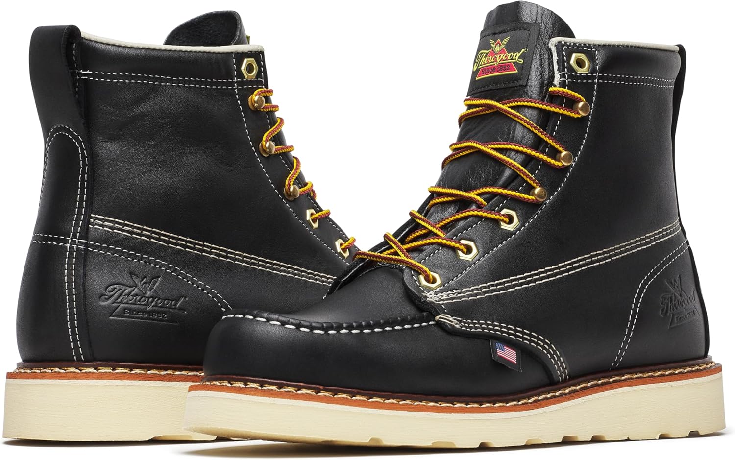 Мужские ботинки Thorogood American Heritage 8 с круглым носком, водонепроницаемые с композитным защитным носком и подошвой MAXWear, черный — фото 3