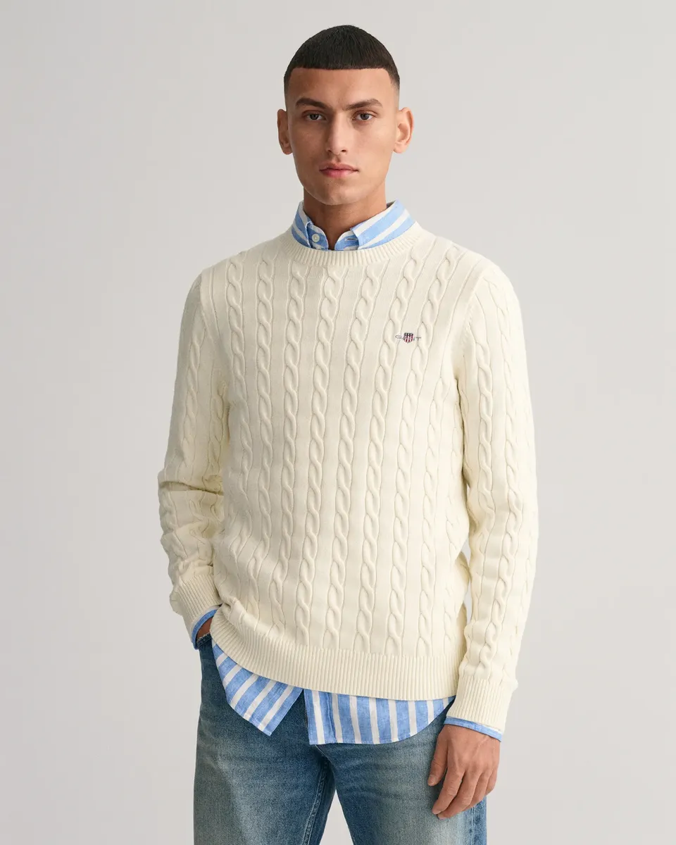 

Вязаный свитер "COTTON CABLE C-NECK" с вышивкой герба на груди Gant, кремовый