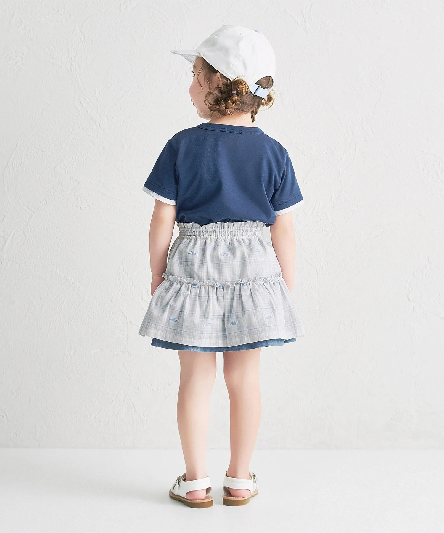 Юбка для девочек reversible MIKI HOUSE Check&Denim navy — фото 3