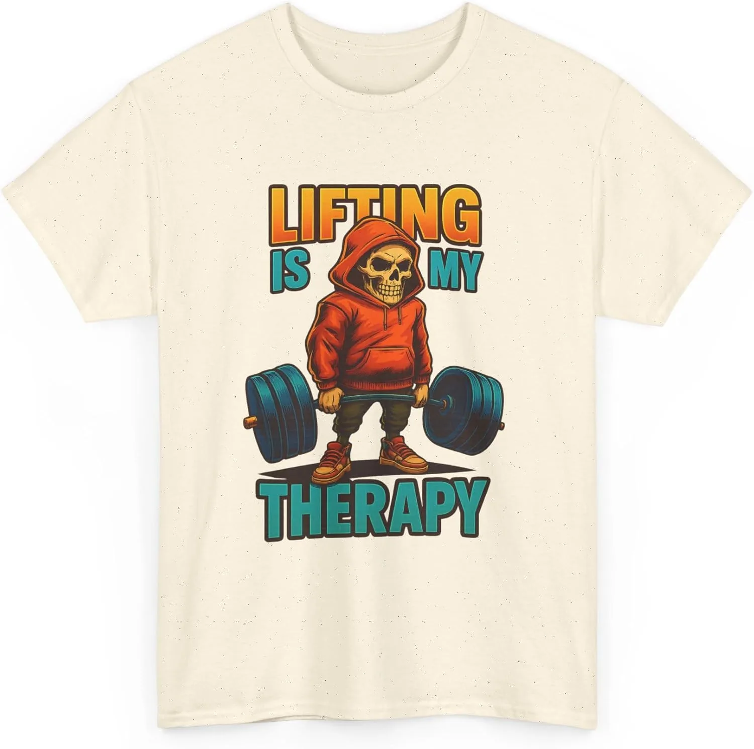 Футболка Unisex Lifting is My Therapy, спортивная майка, одежда для тренажерного зала, фитнес, повседневная одежда, для тяжелоатлетов, пауэрлифтеров, завсегдатаев спортзала GENERIC, Natural — фото 2