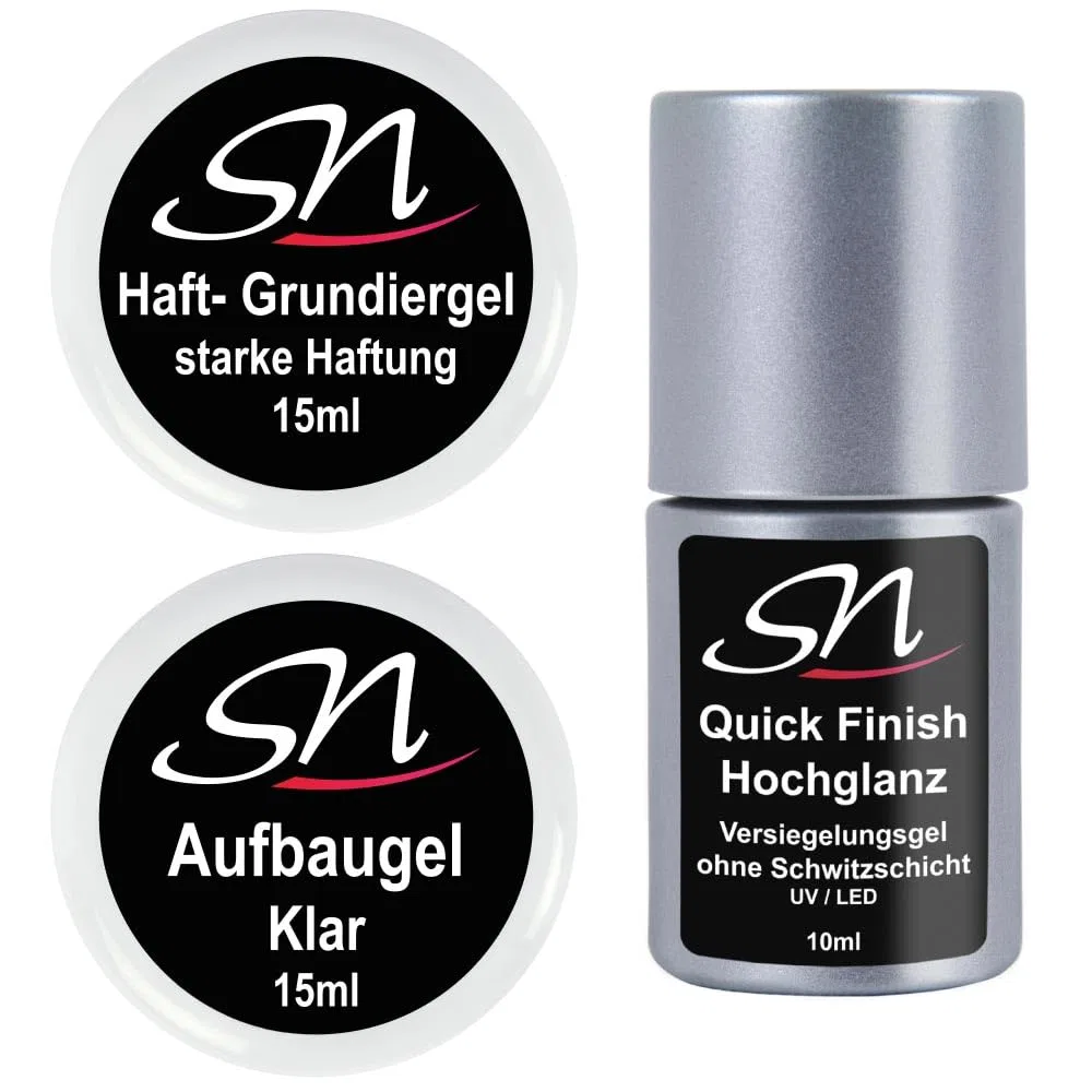 Набор UV-гелей для ногтей: базовый, строительный и финишный Sn Nageldesign