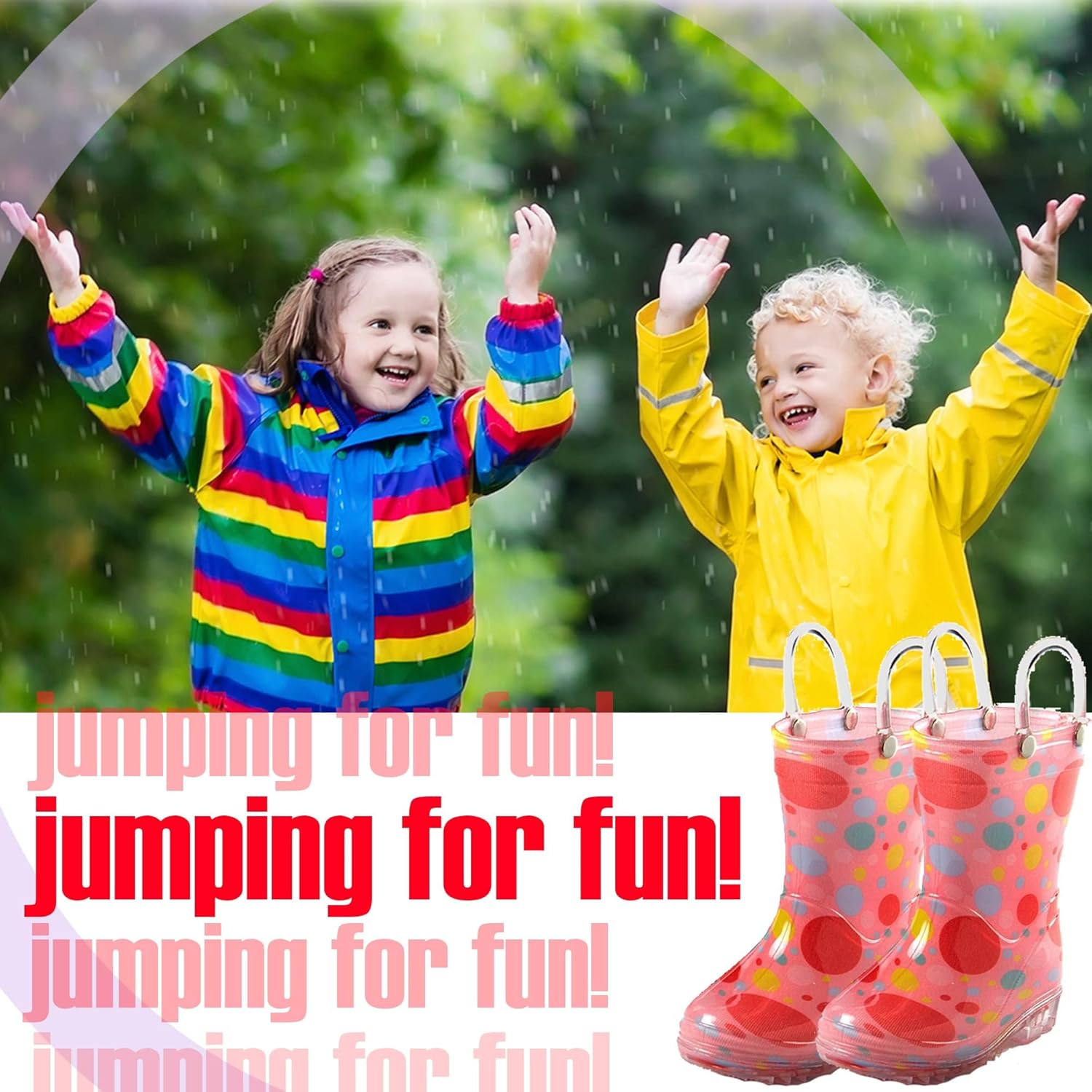 Водонепроницаемые ПВХ сандалии Puddle Play для малышей и детей с ручками для легкого надевания - легкие противоскользящие сапоги для мальчиков и девочек, Girls Bubble Polka Dots — фото 4