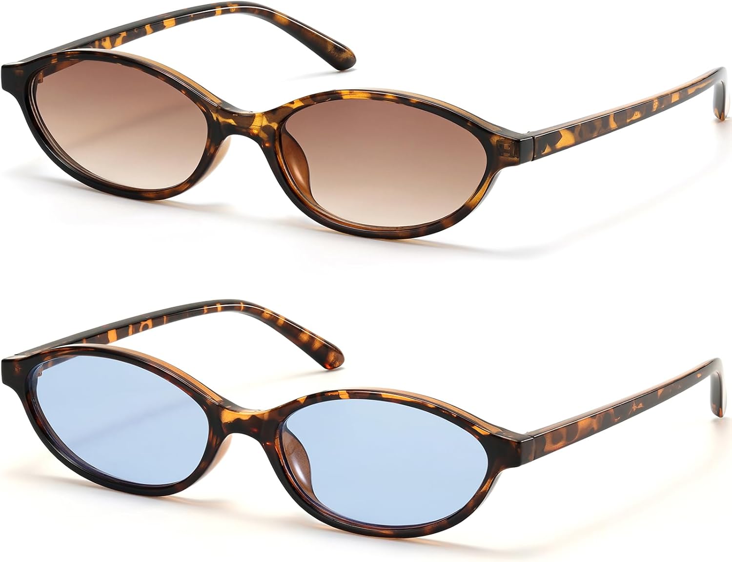 

Ретро-солнцезащитные очки овальной формы «кошачий глаз» для женщин, маленькие, в стиле Y2K, тонкие, узкие, со 100% защитой от УФ-излучения, легкие, винтажные солнцезащитные очки 90-х ViewJoy, Brown+tortoise