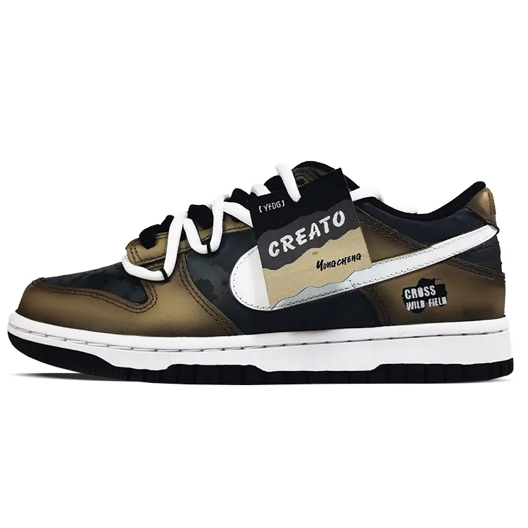 

Кроссовки Nike Dunk Skateboarding Shoes Unisex Low-top Black/gold, черный/золотой