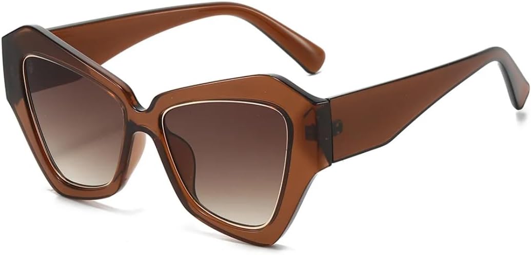 

Популярные модные женские солнцезащитные очки «кошачий глаз» с многоугольными линзами, защитой от УФ-излучения UV400, в ретро-стиле, конфетных цветов, мужские TVTBBVV, Tea Tea