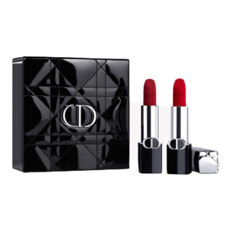 

DIOR Вибрирующий синий золотой помада плетеный узор кожаный подарочный набор матовый легко растушевывается комплектация 2 шт, подарок для девушки