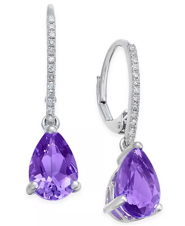 

Серьги-Подвески с мистическим топазом (2-1/2 карата) и бриллиантами (1/10 карата) из 14-каратного золота (также из голубого топаза и аметиста) Macy'S, amethyst