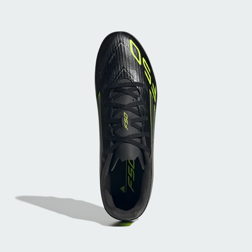 Бутсы Adidas F50 Club Firm/Multi-Ground Cleats, цвет Core Black/Iron Metallic/Lucid Lemon — фото 3