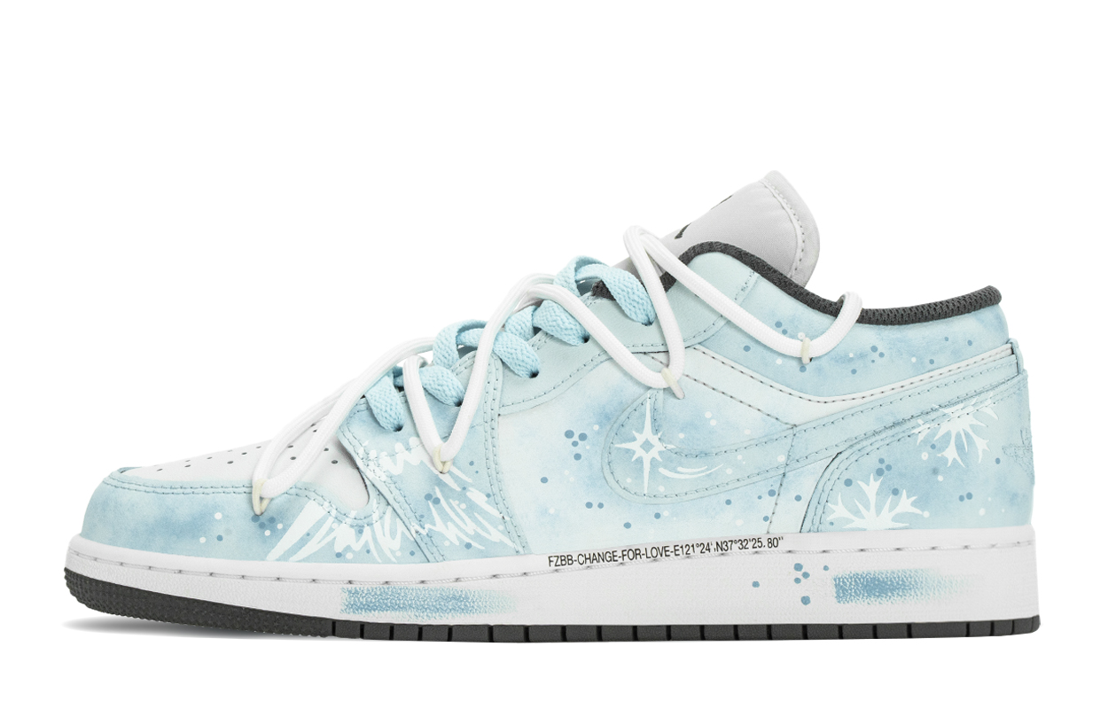 

Jordan Кроссовки Air 1 Ice Elves Low top Vintage Basketball Shoes Unisex Ice Blue