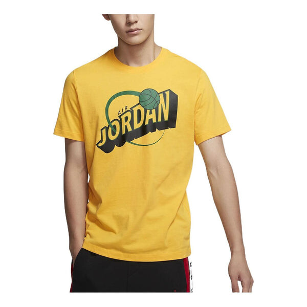 

Футболка Men's Air Jordan Alphabet Printing Round Neck Pullover Short Sleeve Yellow T-Shirt, желтый
