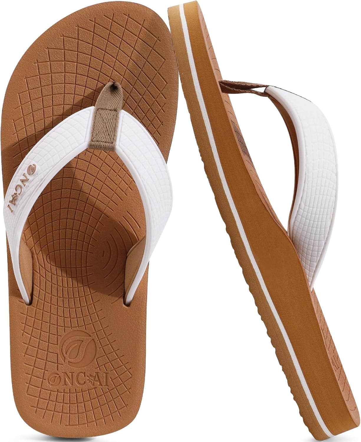 

Мужские резиновые шлепанцы ONCAI, модные летние пляжные и для бассейна, сандалии для душа с ковриком для йоги, нескользящей подошвой и амортизирующей подошвой для улицы, белый/хаки