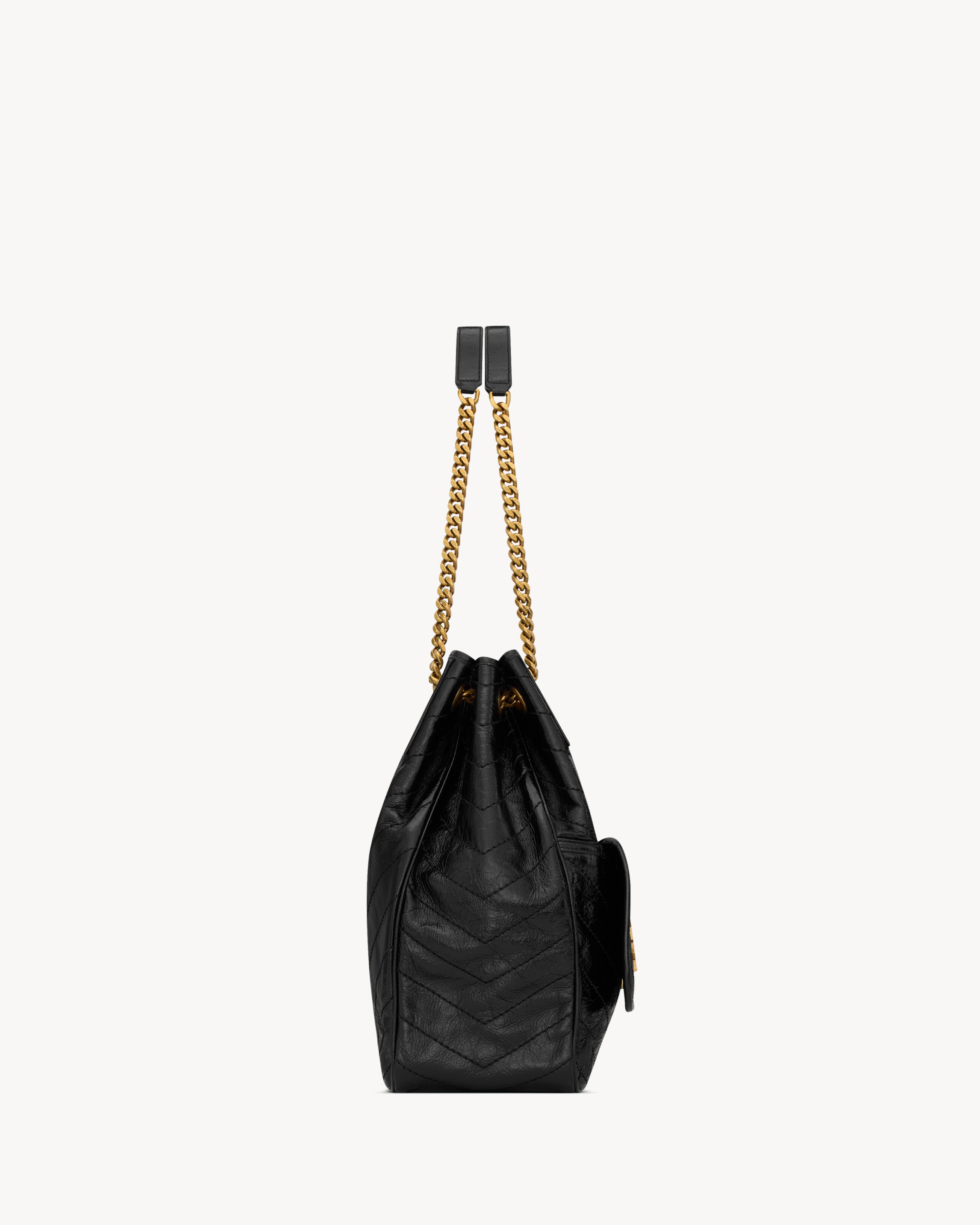 Малая шоппер-сумка NIKI из состаренной кожи Saint Laurent, черный — фото 3