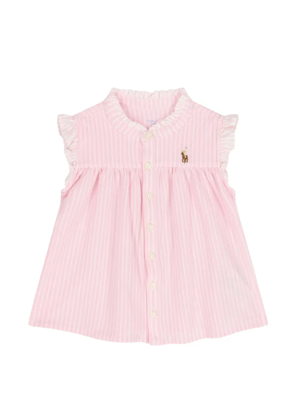 Комплект с шортами в полоску и оборками POLO RALPH LAUREN KIDS, розовый — фото 3