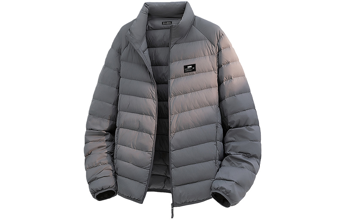 

Пуховик Unisex Stand Collar Lightweight Down Jacket ZIAREL, серый[removable logo]
