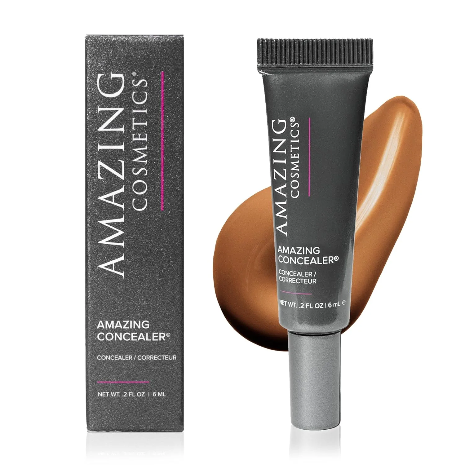 AmazingCosmetics Amazing Concealer, полное покрытие с точечным нанесением, стойкий консилер для темных кругов под глазами, несовершенств и пятен, коррекция цвета, естественное покрытие, Warm Deep
