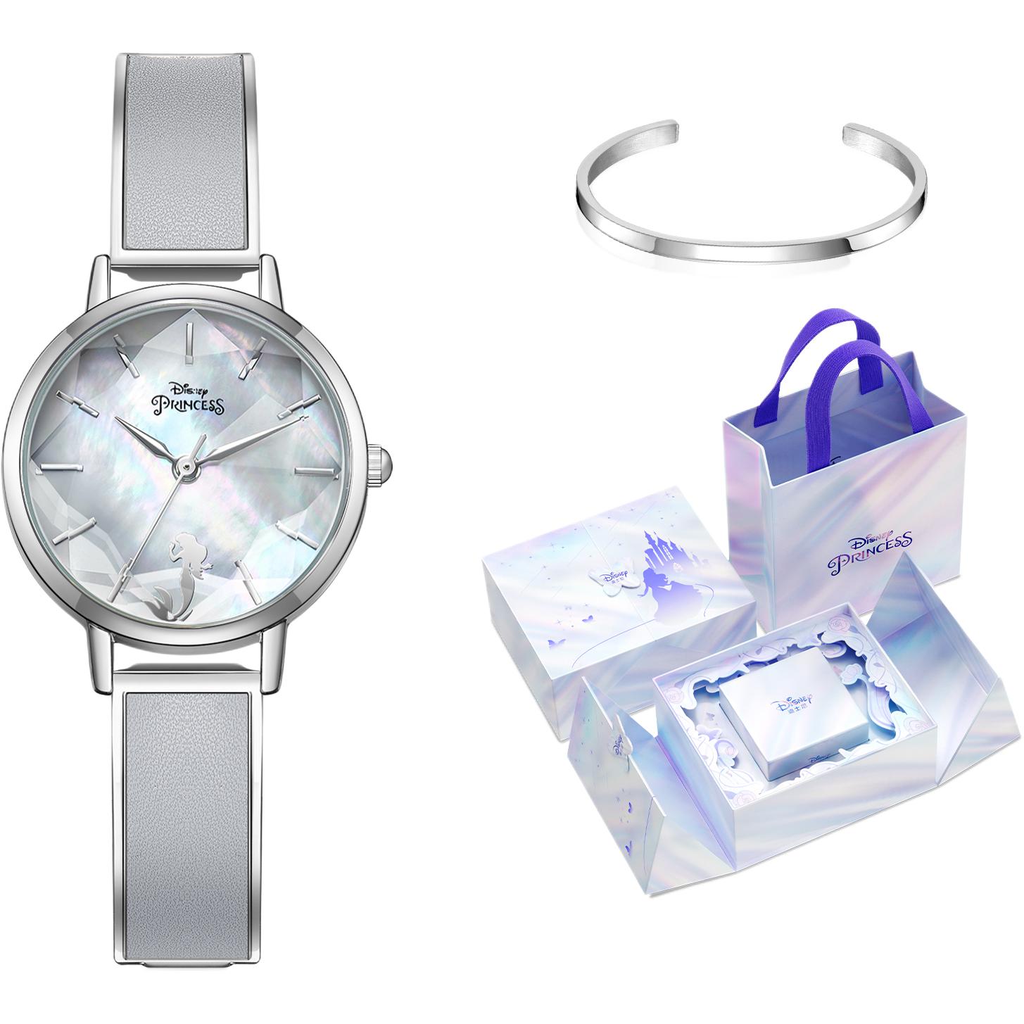 

Disney Часы Princess Fashion Watch Quartz Movement Alloy Strap Watch Women's Watch Mother of Pearl Color Watch Dial, Dreamy Mermaid[Disney Princess Iridescent Box]