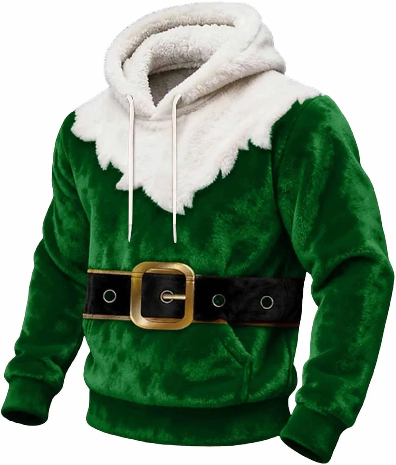 

Рождественская флисовая толстовка с капюшоном для мужчин, с отделкой из искусственного меха Xiaojmake