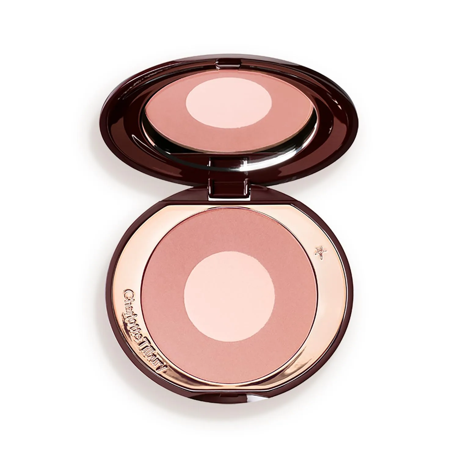 Charlotte Tilbury Cheek to Chic Powder Blush - двухцветная пудра для щек с сияющим финишем, наносится слоями для легкого свечения, Pillow Talk - nude pink