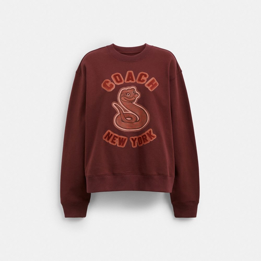 

Рубашка Coach New Year Crewneck Sweatshirt With Snake Graphic, цвет Dark Red